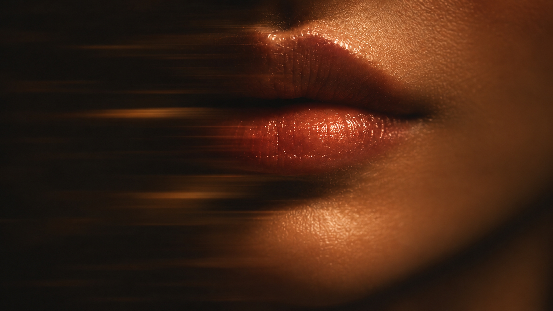 Close-up of lips in warm light